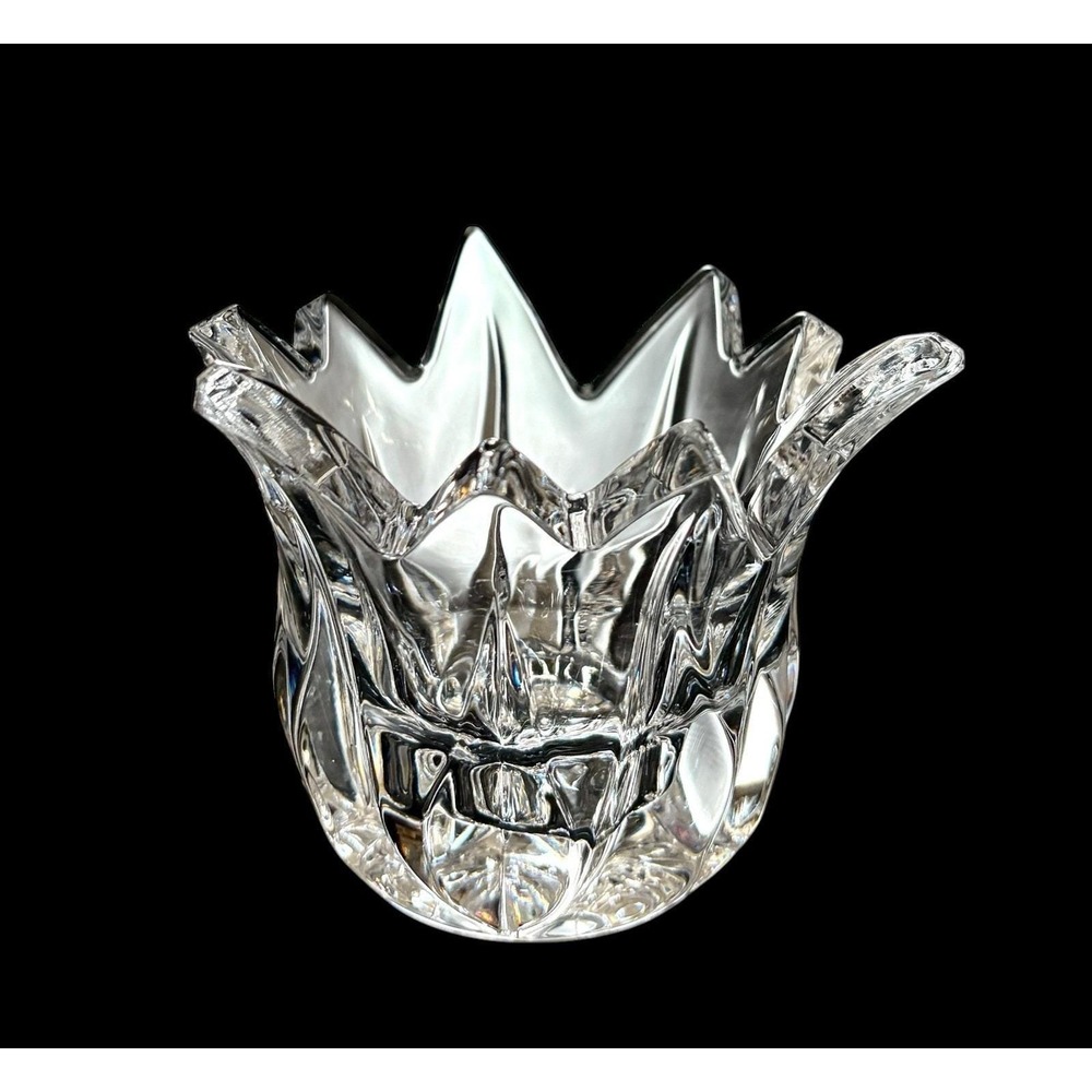 New Mikasa Lotus Clear 5.5" x 3.5" Crystal Candle Holder
